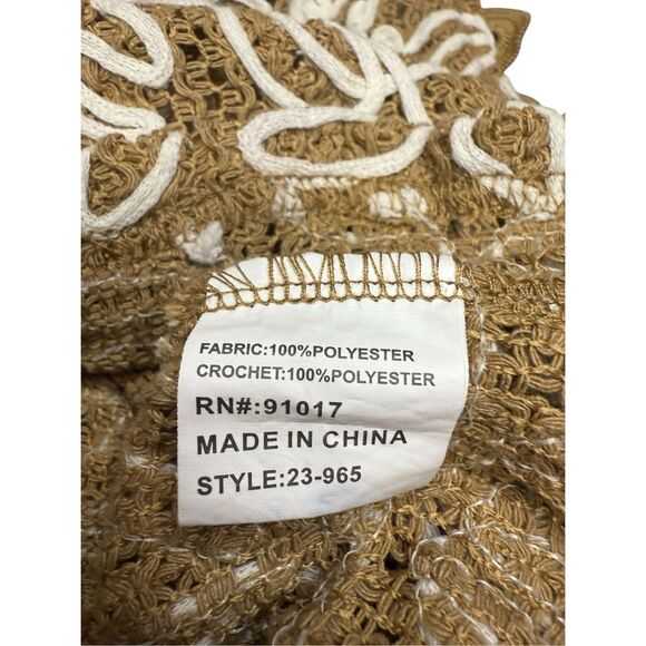 Solitaire Women’s Large Sleeveless Embroidered Top Crochet Scalloped Edge Boho - Picture 6 of 6